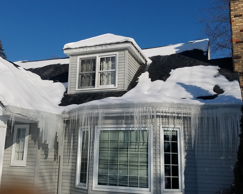 Before Roof Snow & Ice Dam Removal Before Roof Snow Removal
